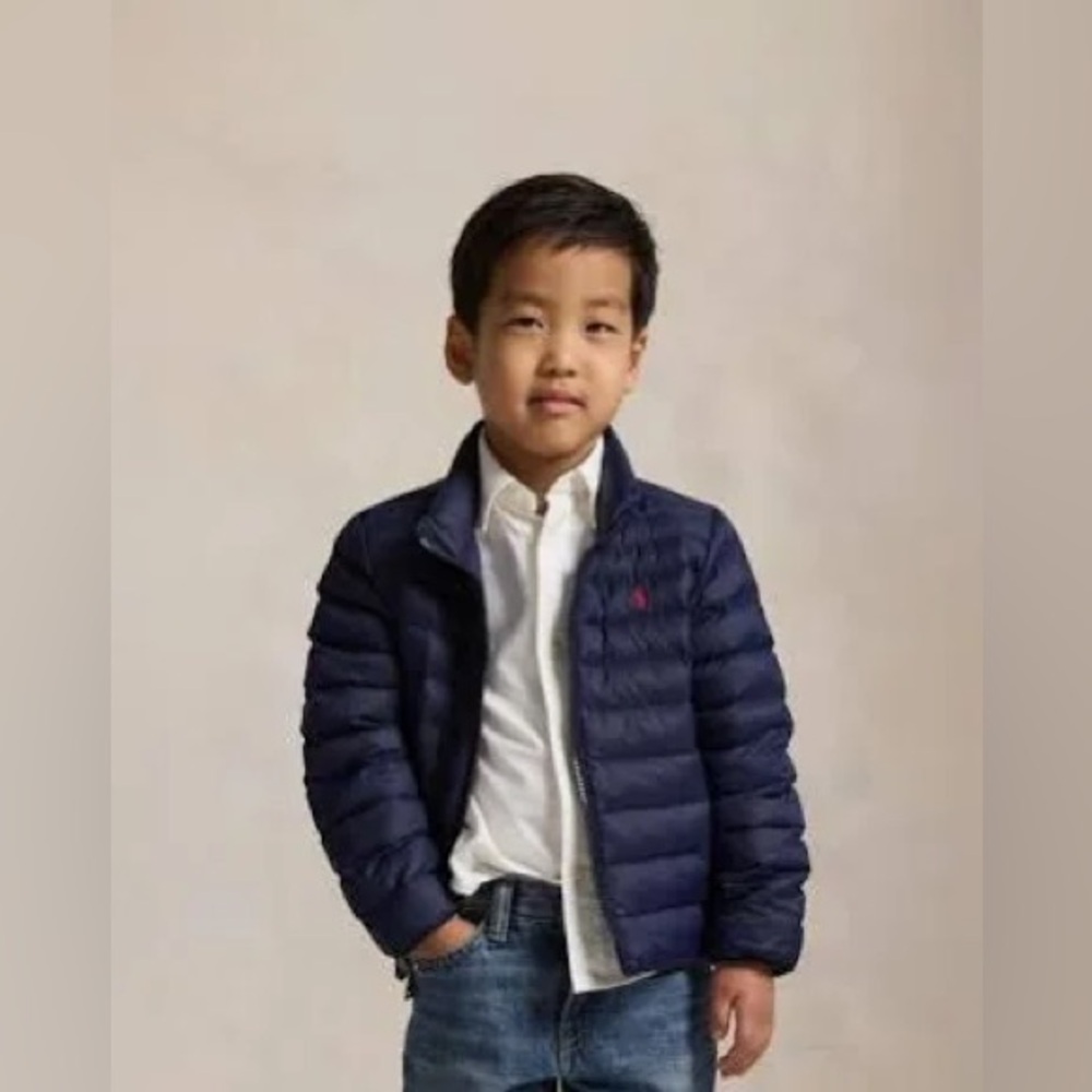 POLO Ralph Lauren packable puffer coat jacket navy blue boys 6 winter quilted